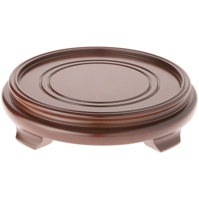 Plymor Walnut Round Wood Footed Base, 10.75'' W x 2.25'' H (9'' Display Dia) 2 Pack