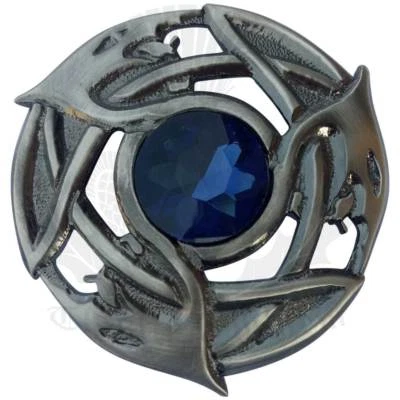 TE Men’s Celtic Serpent Kilt Fly Plaid Brooch Blue Stone Silver Antique/Scottish
