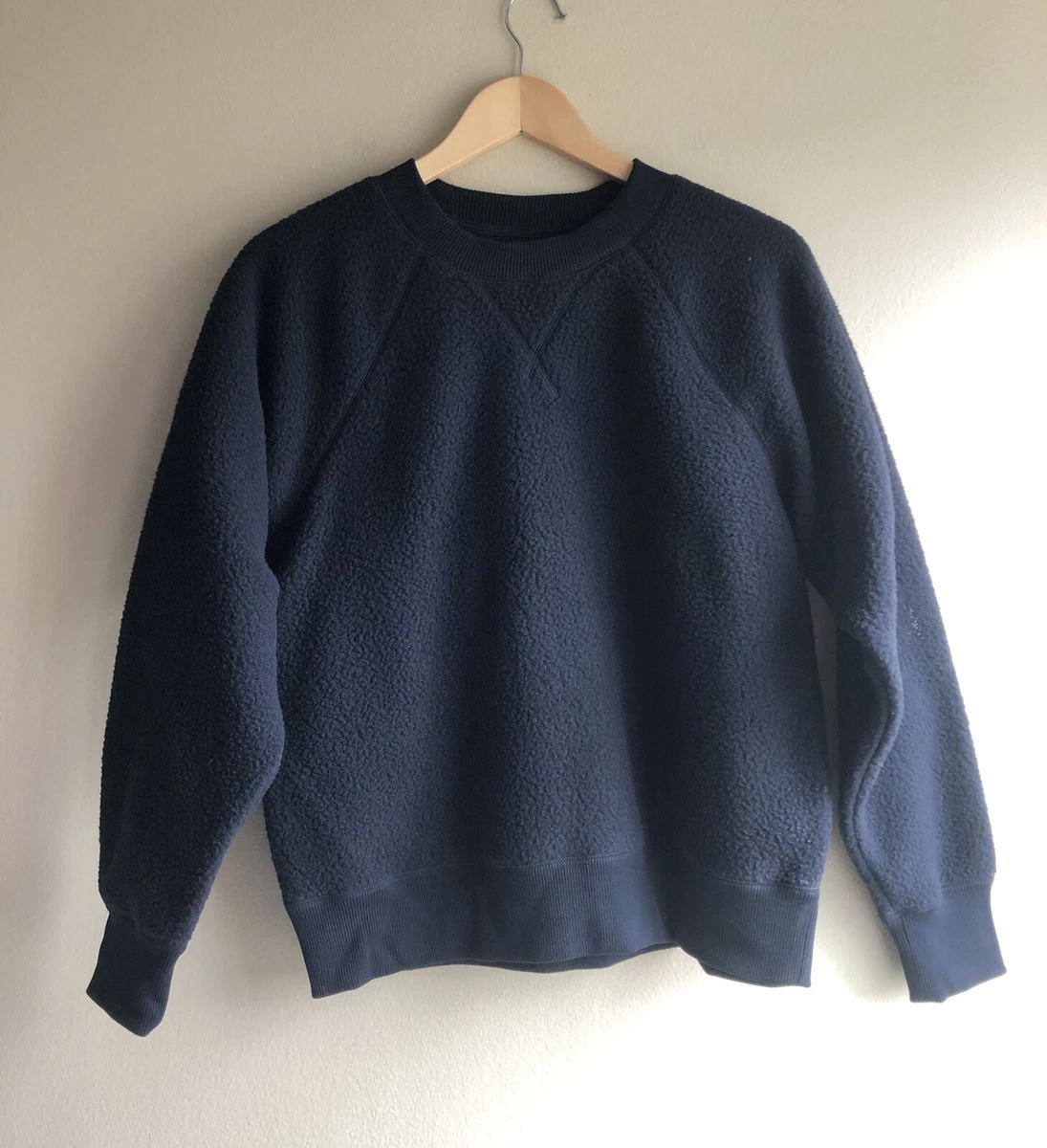 NEW Everlane The ReNew Teddy Oversized Crew Navy Blue Pullover Sweater Size L