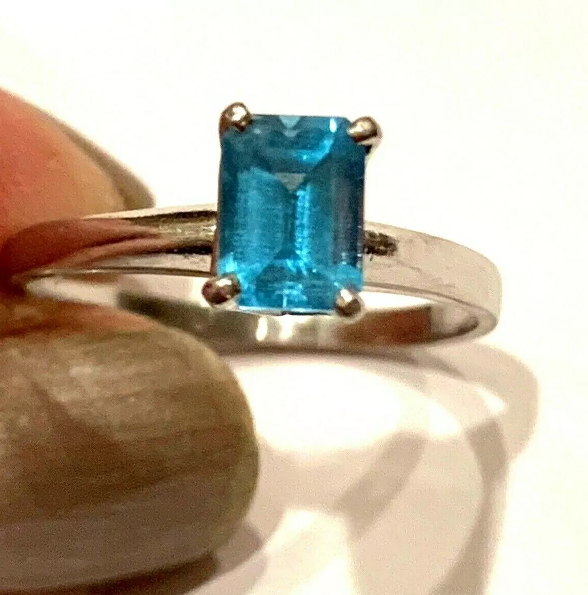 Blue topaz platinum ring sale