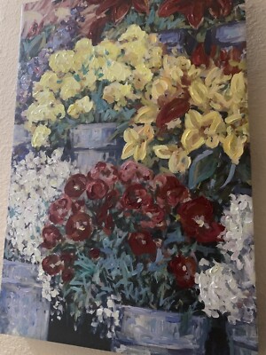 VTG 02 FLOWERS by DELIA BRADFORD Original Still Life Oil Painting/Unframed 13x19