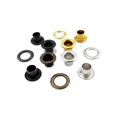 3mm oder 4mm Stahlösen mit Unterlegscheiben in Silber, Schwarz, Gold, Antikmessing