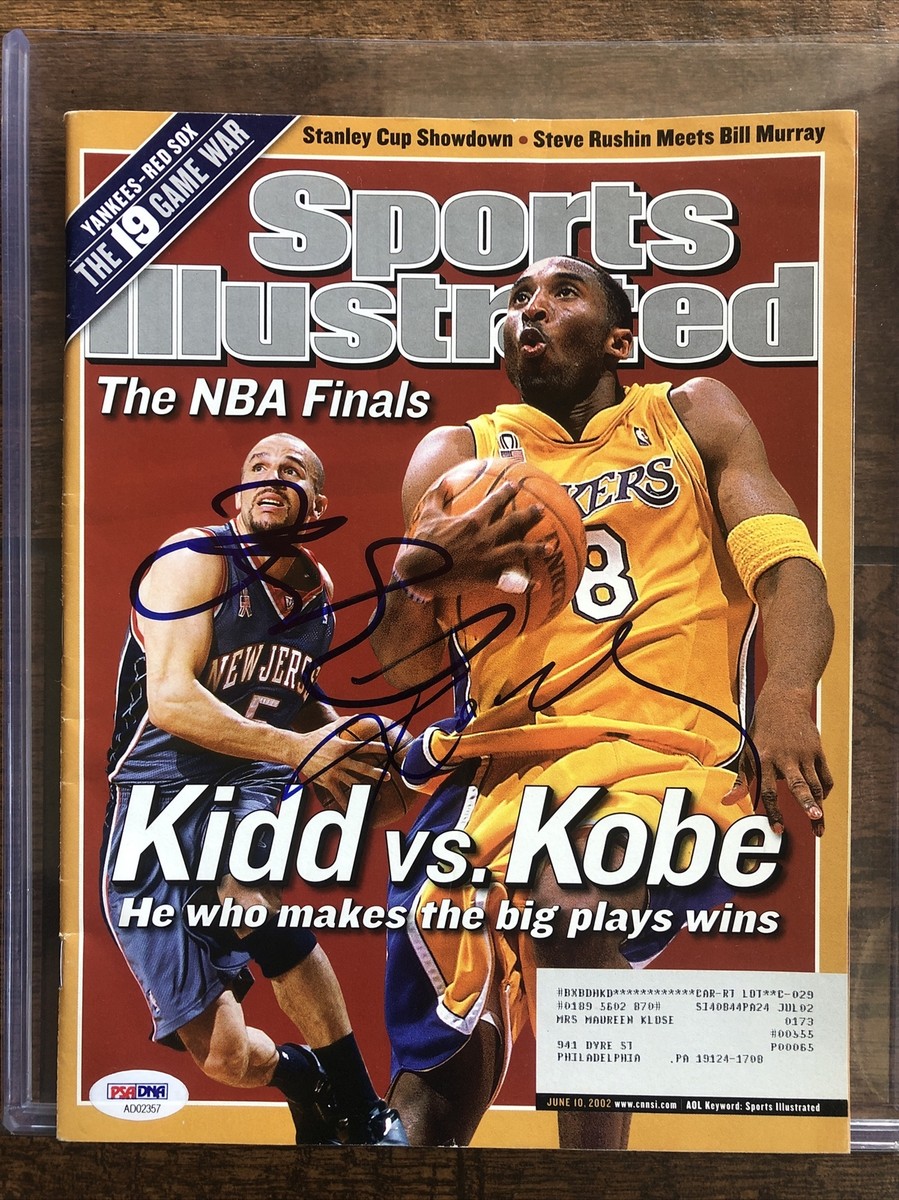 LA LAKERS Kobe Bryant NEW Jersey Nets Jason Kidd DUAL signed SI magazine  PSA