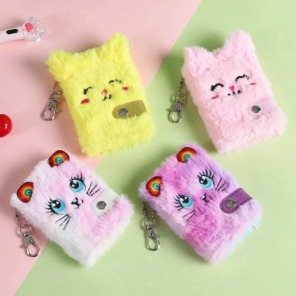 Animal Keychain Journal Plush Notebook Furry Cats Cartoon Notebook