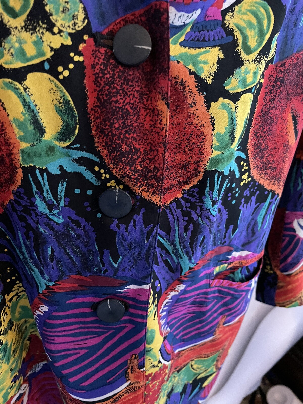 Vintage 80s Michi Moon for Sanyo Blazer 12 Silk Colorful 