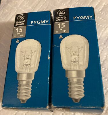 Pair of General Electric Kühlschrank Lampen PYGMY E14 15 W, VPE 2 Stück NOS