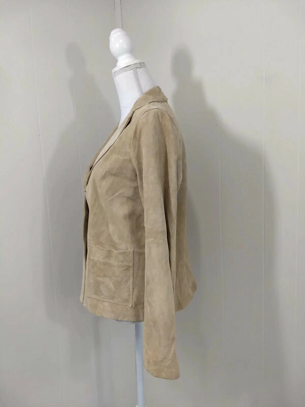 Liz Claiborne 女式 12 浅棕色绒面革夹克西装外套带口袋 — 第 4/4 张图片