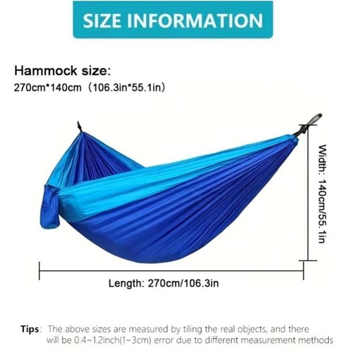 with Hanging Straps Camping Hammock Double Nylon Camping Swing Outdoor - Picture 2 of 12