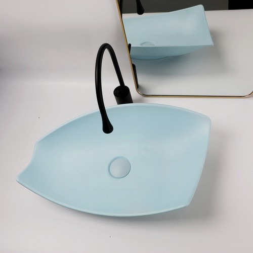 Recipiente de baño sobre encimera lavabo de resina de piedra cuencos con grifo y desagüe - Imagen 8 de 71