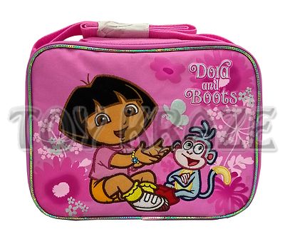 DORA THE EXPLORER LUNCH BOX! PINK FLOWERS SOFT CLOTH BOOTS SNACK