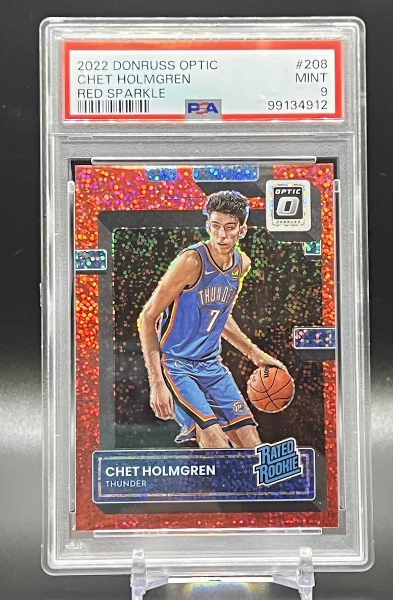 2022 Donruss Optic Chet Holmgren #208 Red Sparkle RC PSA 9 MINT Thunder