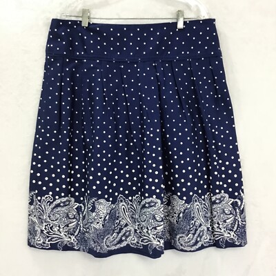 Sharagano / Stretch Polka Dot Paisley Pleated Flare Side Zip Skirt NWT / Size 16