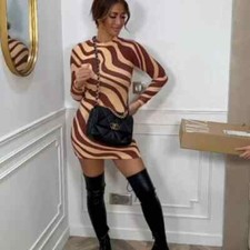 ZARA Long Sleeve Knit Dress Short New