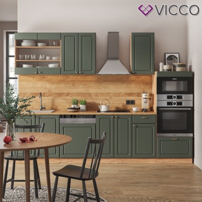 Cuisine en angle Fame-Line 287x46cm sans PT Chêne vert et or/chêne doré Chêne de force doré Vicco 38647 - Maison