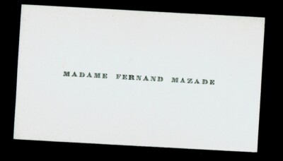 EO98-VISITENKARTE-MADAME FERNAND MAZADE-[FERNAND MAZADE-POÈTE]