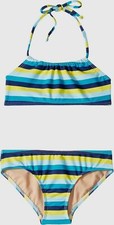 66 Toobydoo New York Girl's Blue Striped Bandeau Two-Piece Swimsuit Size 5/6