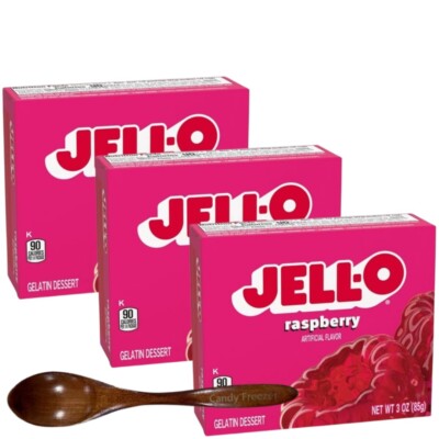 Jell-O Gelatin Dessert Mix 3oz w/ Wooden Spoon (Raspberry)