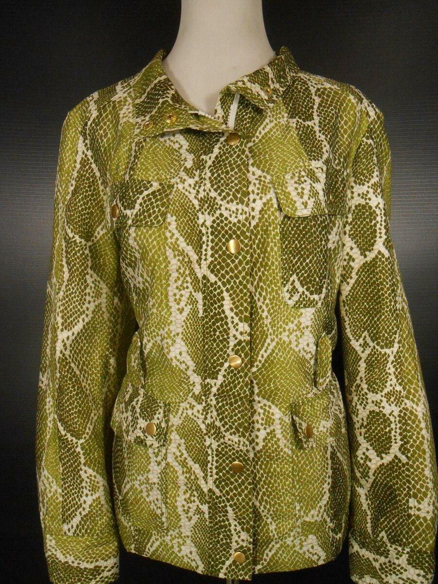 Beautiful Women's Large Jones New York Green Snakeskin Lined Windbreaker  Jacket