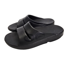 OOFOS OOahh Black Slide Unisex Sandals M-6, W-8 Euro 39 Sport Recovery