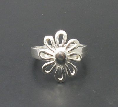 Genuine Sterling Silver Ring Flower Solid Hallmarked 925 Handmade