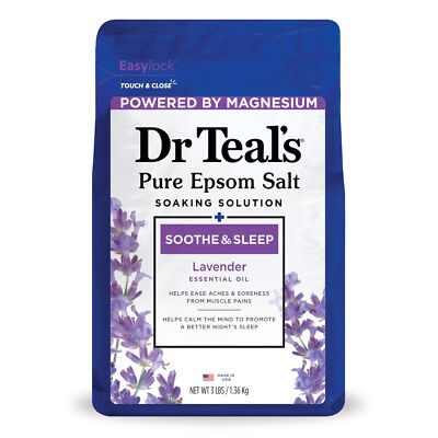 Dr Teal's Pure Epsom Magnesium Salt Soak, Soothe & Sleep with Lavender, 3 lbs