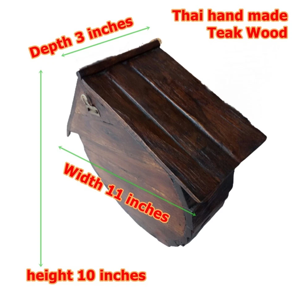 Wooden Mailbox Home Decoration Post Box Showcase Holder Wall Teak Wood Gift - Imagem 2 de 4