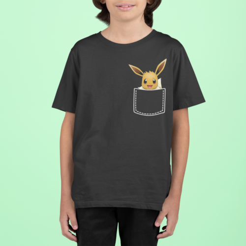 Restposten Bio Kinder T-Shirt Pokemon Tasche Evoli Pikachu Pokeball Eevee - Bild 1 von 6