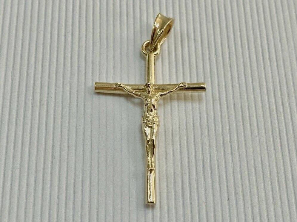 Collana Con Croce In Placcato Oro 18 Carati Per Donna – Pendente Cristiano Con Catena Lunga 40+6 Cm, Regalo Natale