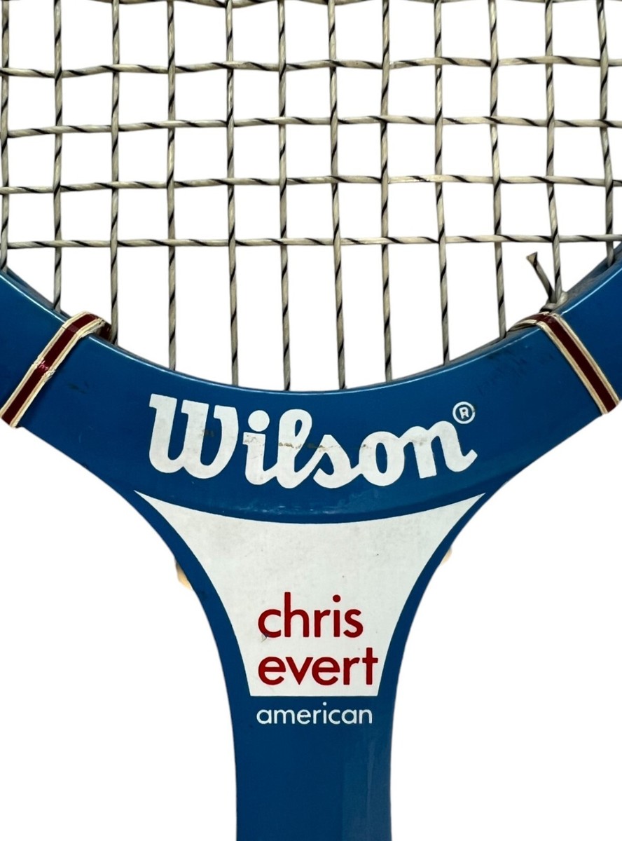 Raquette Vintage Wilson Dédicacée Chris Evert + Balle En étain Années 70 – Collector !