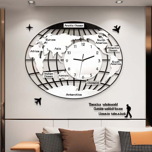 3D three-dimensional wall decoration clock creative world map clock - Picture 6 of 11