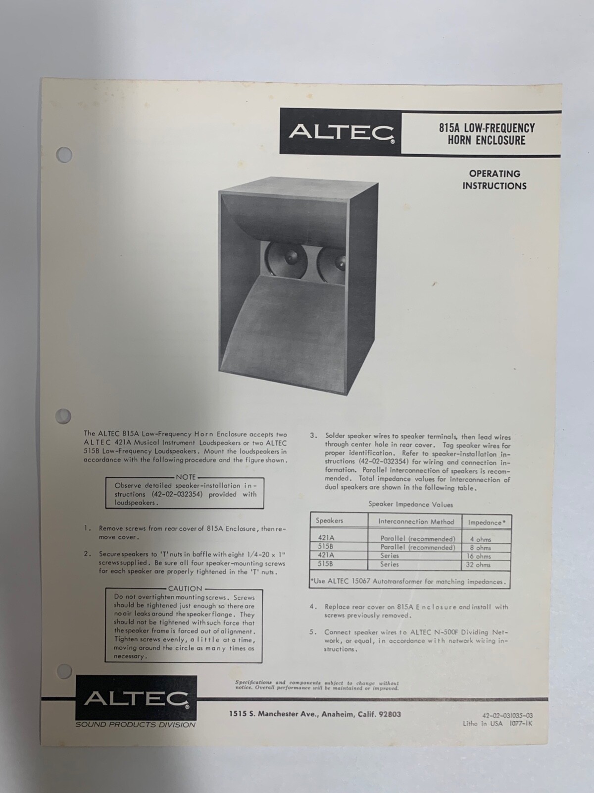 Altec 815A vintage audio equipment - eBay listing photo 1
