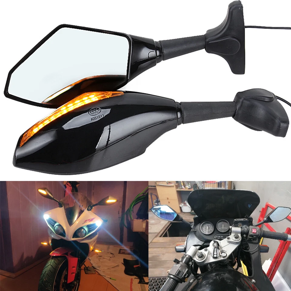Rearview Side LED Turn Signal Mirrors For Suzuki GSF1200S BANDIT 2001-2005 Foto 2 de 4