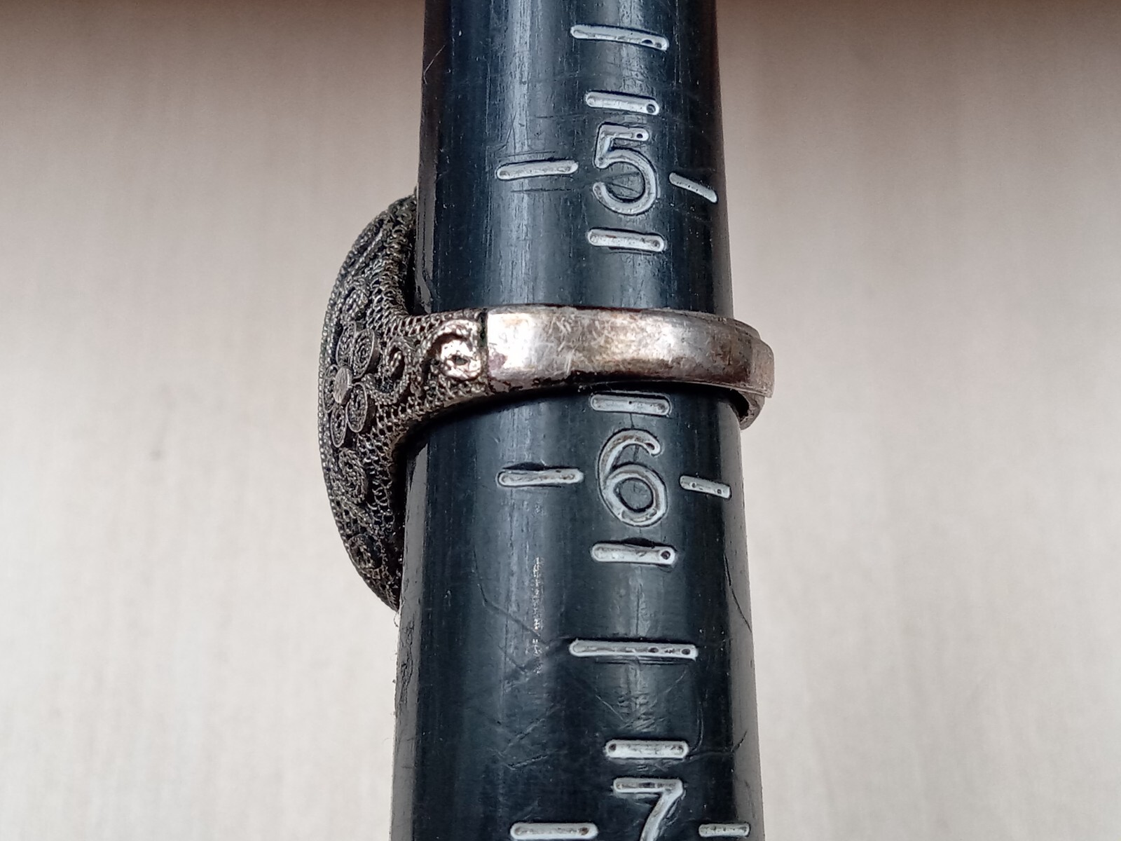 Old Ornate Chinese Export Silver Ring Setting wit… - image 6