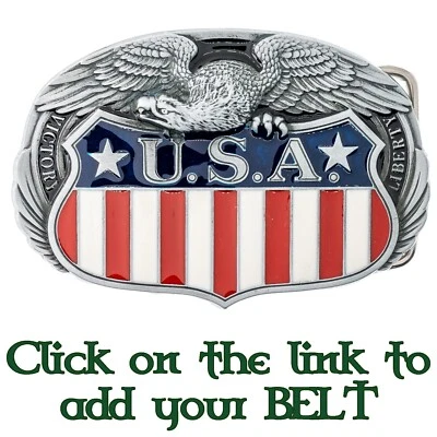 Boucle De Ceinture USA Aigle Motard Américain Doré Cowboy Étoiles Rayures Rodeo - Photo 1/2