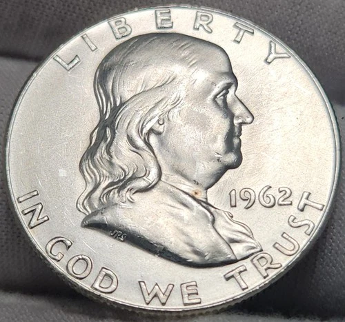 1962 P Franklin Half Dollar, Choice BU, 90% Silver - 0.3617 Troy Ounces, F-62p2