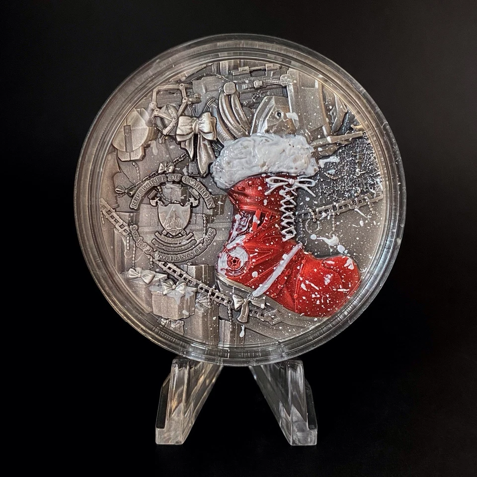 2025 Cameroon 2 ozt. .999 Fine Silver “ STEAMPUNK SANTA “ Antiqued & Colorized  - Image 2 of 4