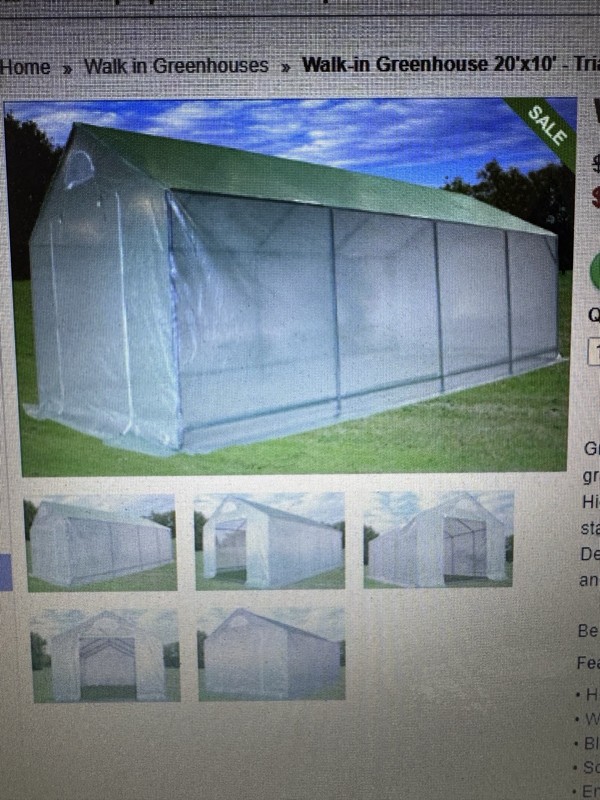 20 x 10 Peak Top Walk-In Greenhouse Cover Green/White Plastic GH2010T (No Frame)