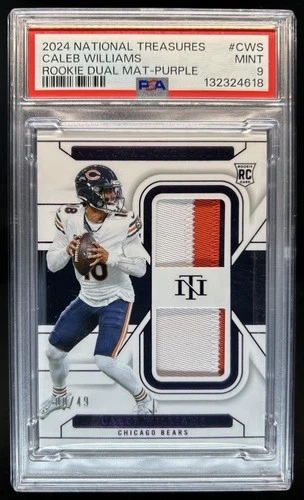 2024 National Treasures Caleb Williams Dual Materials RC Patch Purple #/49 PSA 9
