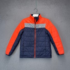 Gerry Puffer Jacket Boys Medium Blue Orange Full Zip Insulated Outdoor Hiking