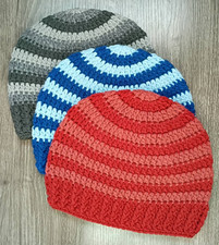 Set of 3 Crochet Handmade Hats/Beanies