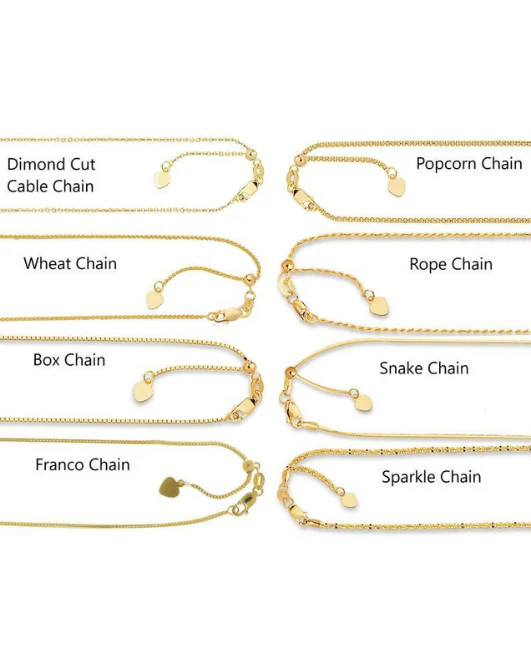 14K Solid Yellow Gold Adjustable Chain Necklace Box Rope Wheat Franco 22-30"