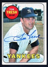 Tom Tresh Signed Auto 1969 Topps New York Yankees Card #212
