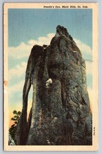 Needle's Eye Black Hills SD Curt Teich Linen Postcard South Dakota Rock Formatio