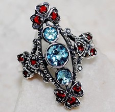 3CT Aquamarine925 Sterling Silver Art Deco Ring Sz 6,7,8 US3
