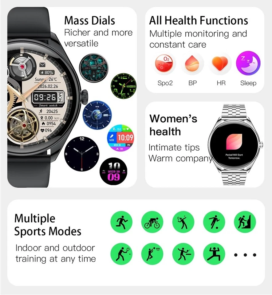 2025 Ultra Slim Smart Watch For Men Women, Waterproof Smartwatch iPhone Samsung - Image 3 of 4