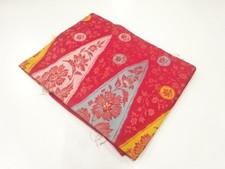 7515454: JAPANESE KIMONO / ANTIQUE NAGOYA OBI / SILK / WOVEN FLORAL PLANTS