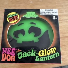 Nee Doh Jack-O-Lantern Glow-in-the-Dark Squeeze Toy Green, 3