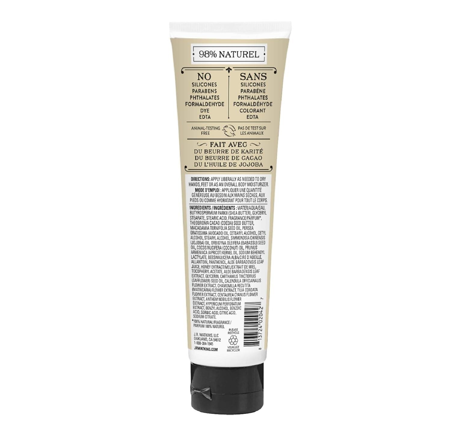 J.R. Watkins Hand Cream ~ 3.3 oz. COCONUT & HONEY