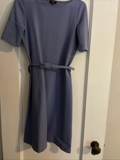 Talbots Vntg Look Belted Sheath Dress Periwinkle Blue Size 2 Petite