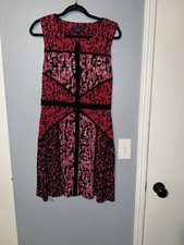 Just...Taylor Pink and Black Sleeveless Fit-and-Flare Midi Dress